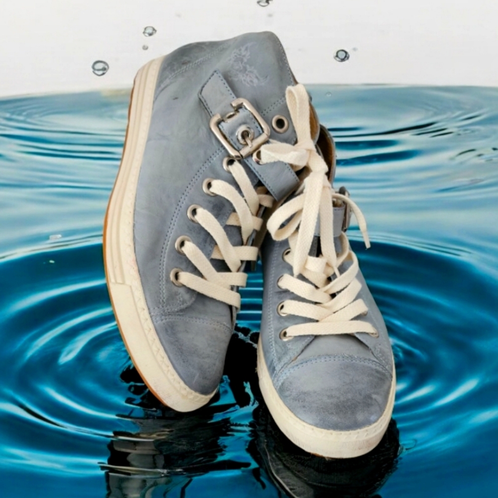 Paul Green Blue Leather High Top Sneakers